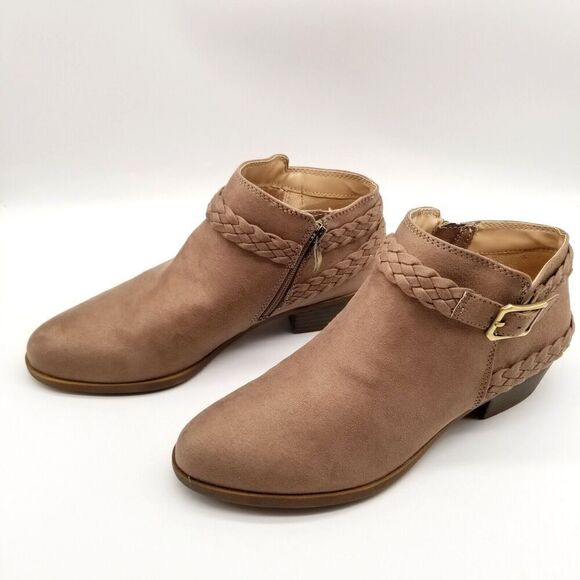 LifeStride Shoes - LifeStride Women's Adriana Booties Size 8M Brown Ankle Block Heel Side‎ Zip